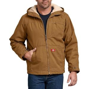 imageDickies Mens Sanded Duck Sherpa Lined Hooded JacketBrown V1