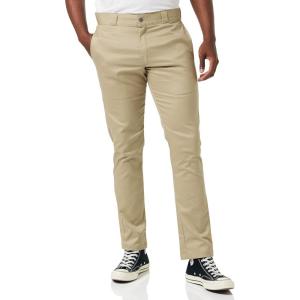imageDickies Mens Skinny Fit Straight Leg Pants  Slim Stretch Work Trousers for Office Retail ampamp Casual WearDesert Sand V1