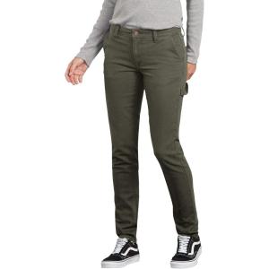 imageDickies Womens Slim Straight Stretch Duck Carpenter PantRinsed Moss