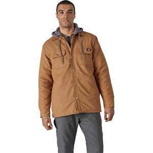 imageDickies mens Fleece Hooded Duck Shirt Jacket With HydroshieldBrown Duck
