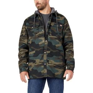 imageDickies mens Fleece Hooded Duck Shirt Jacket With HydroshieldHunter Green Camo