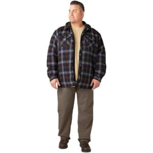 imageDickies mens Fleece Hooded Duck Shirt Jacket With HydroshieldInk NavyChocolate BrownClear Blue Ombre