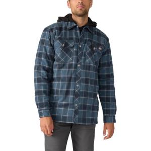 imageDickies Mens Water Repellent Flannel Hooded Shirt JacketDark Navy