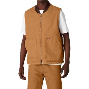 imageDickies Mens Stonewashed Duck High Pile Fleece Lined VestStonewashed Brown Duck